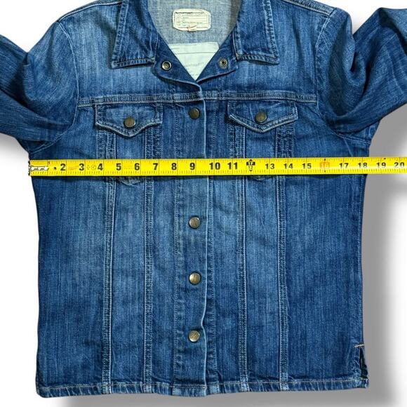 Current/Elliott Denim Trucker Jacket Womens Blue Faded Distressed Western Sz 1/S - Picture 4 of 10